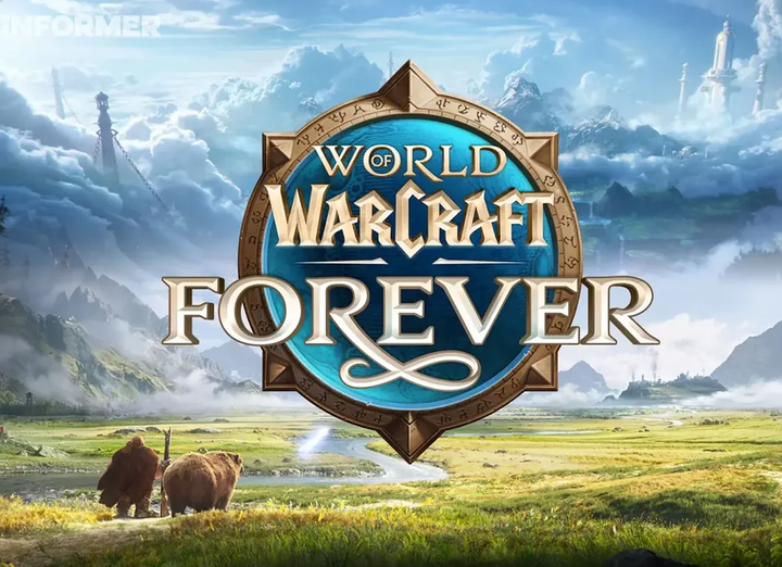 World of Warcraft Forever logo over a fantasy landscape